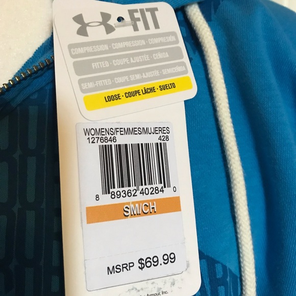 UA Under Armour Front Full Zip Blue Hooded Sweatshirt Hoodie Size Small NWT - Picture 4 of 8